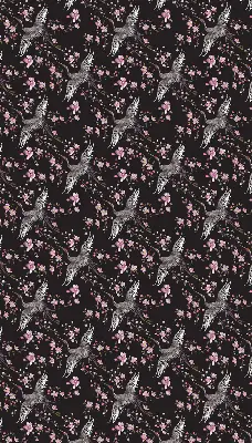 Blackout window roller blind herons and flowers print
