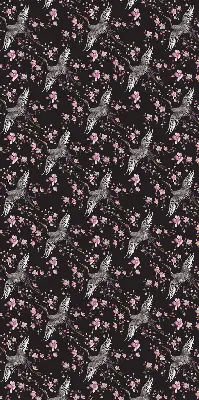 Blackout window roller blind herons and flowers print