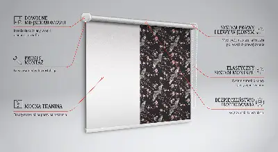 Blackout window roller blind herons and flowers print
