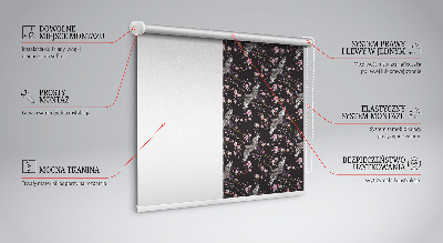 Blackout roller blind for window Herons and flowers