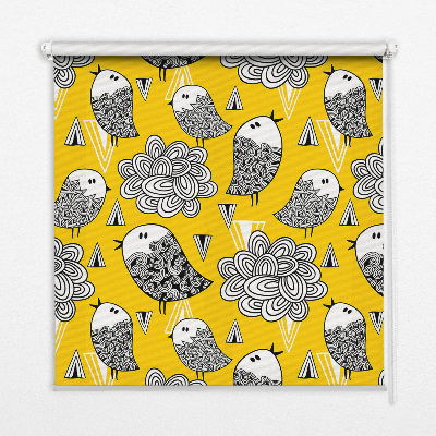 Fabric roller blind for window Birds