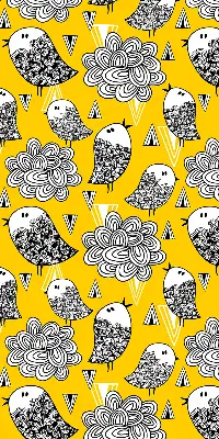 Fabric roller blind for window birds pattern