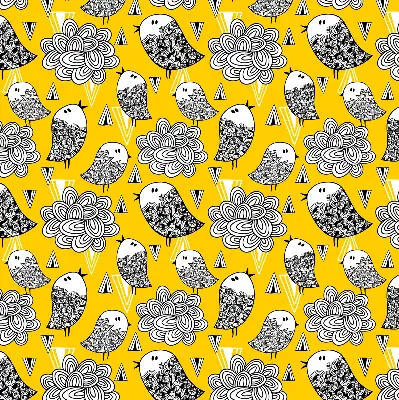 Fabric roller blind for window birds pattern
