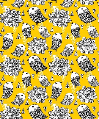 Fabric roller blind for window Birds