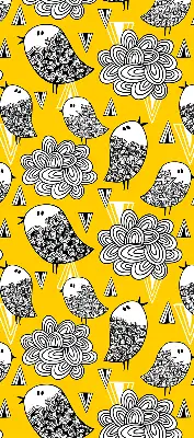 Fabric roller blind for window birds pattern