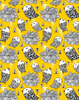 Fabric roller blind for window birds pattern