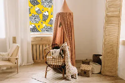 Fabric roller blind for window birds pattern