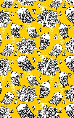 Fabric roller blind for window birds pattern