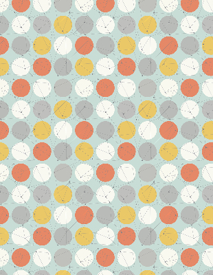 Fabric roller blind for window Dots connected by lines on circles
