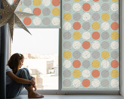 Fabric roller blind for window Dots connected by lines on circles