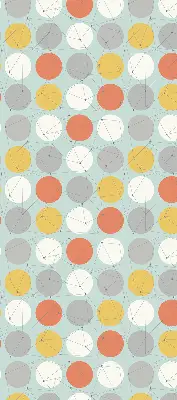 Fabric roller blind for window with circles connected by lines