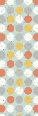 Fabric roller blind for window with circles connected by lines