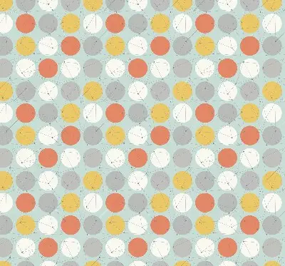 Fabric roller blind for window with circles connected by lines
