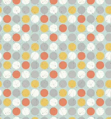 Fabric roller blind for window with circles connected by lines