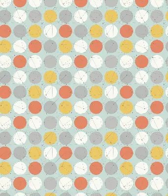 Fabric roller blind for window with circles connected by lines