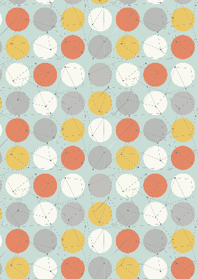 Fabric roller blind for window Dots connected by lines on circles