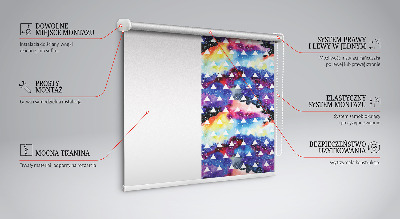 Fabric roller blind for window White triangles on a colored background