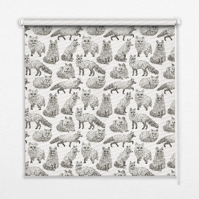 Blackout roller blind for window gray foxes pattern