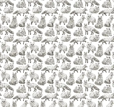 Blackout roller blind for window gray foxes pattern