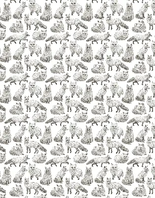 Blackout roller blind for window gray foxes pattern