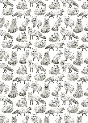 Blackout roller blind for window gray foxes pattern