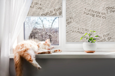 Fabric roller blind for window Newspapers