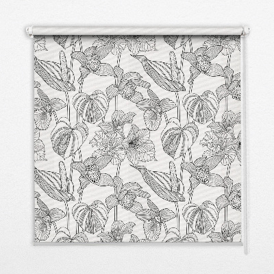 Blackout roller blind Sketched flowers