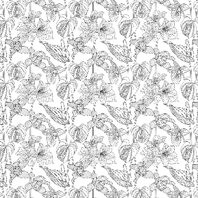 Blackout roller blind Sketched flowers