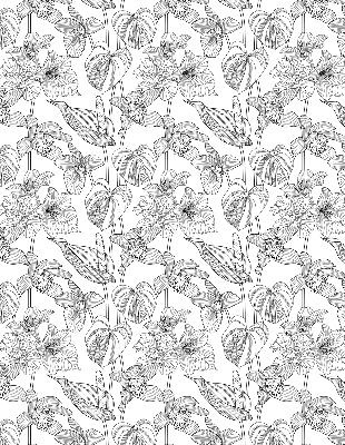 Blackout roller blind Sketched flowers