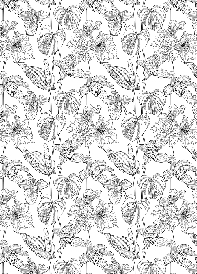 Blackout roller blind Sketched flowers