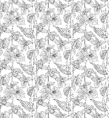 Blackout roller blind Sketched flowers