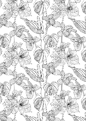 Blackout roller blind Sketched flowers