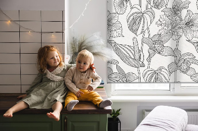 Blackout roller blind Sketched flowers