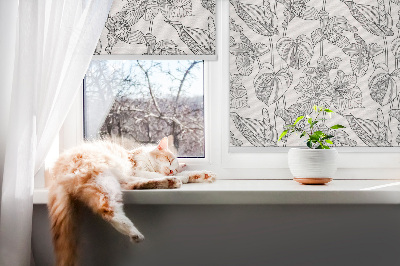 Blackout roller blind Sketched flowers