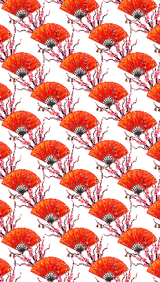 Blackout roller blind red fan design