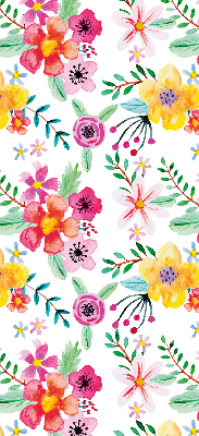 Fabric roller blind for window Painted flowers