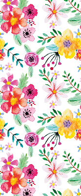 Fabric roller blind for window Painted flowers