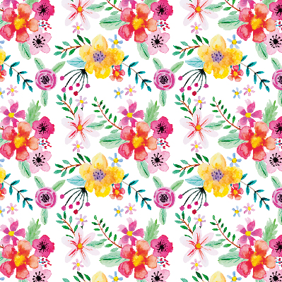 Fabric roller blind for window Painted flowers