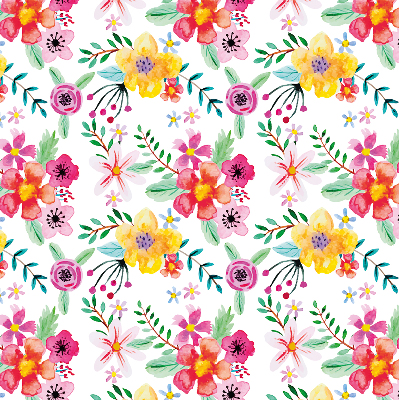 Fabric roller blind for window painted flowers pattern