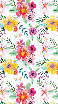 Fabric roller blind for window Painted flowers
