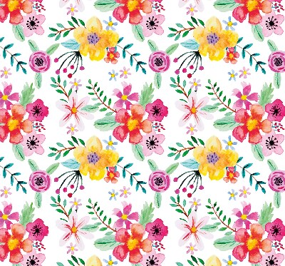 Fabric roller blind for window Painted flowers
