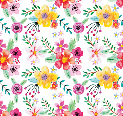 Fabric roller blind for window Painted flowers