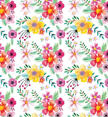 Fabric roller blind for window painted flowers pattern