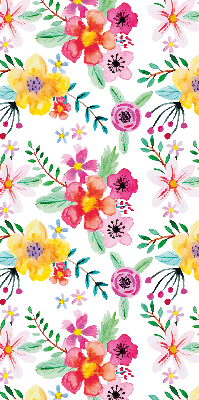 Fabric roller blind for window Painted flowers