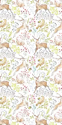 Blackout roller blind with roe deer and deer pattern