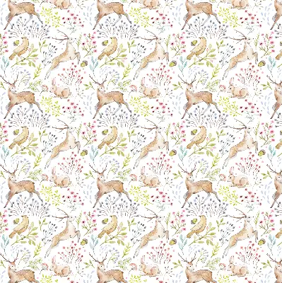 Blackout roller blind with roe deer and deer pattern