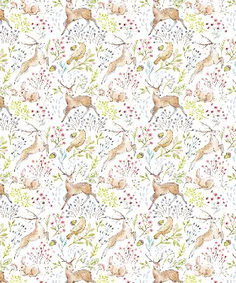 Blackout roller blind with roe deer and deer pattern