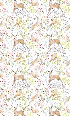 Blackout roller blind with roe deer and deer pattern