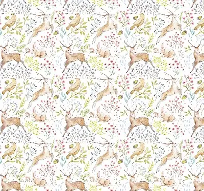 Blackout roller blind with roe deer and deer pattern