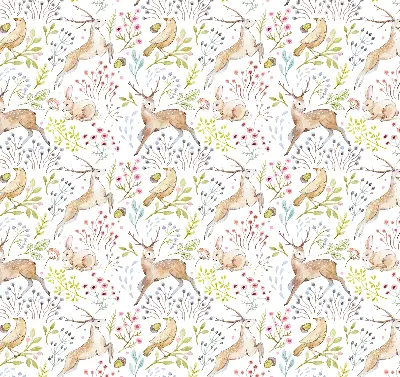 Blackout roller blind with roe deer and deer pattern